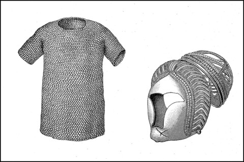 Armoured shirt and silver helmet