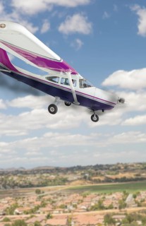 The cessna 172 with smoke coming from the engine heading down