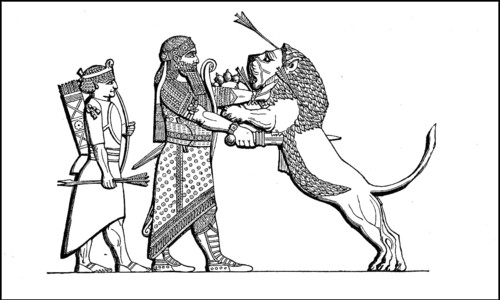 Assyrian King Kills a Lion