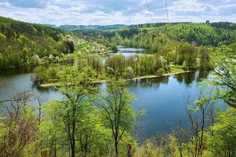 Landscape on the river Saale near Burgk Castle