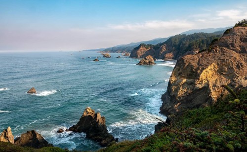 Ragged rocks in the sea