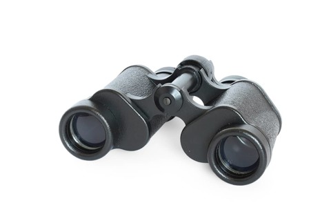 Black binoculars isolated on white background
