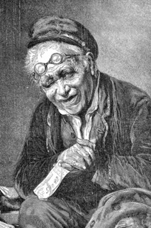 Old man with a lottery ticket