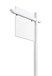 Blank real estate sign with upper placard ready for your own text