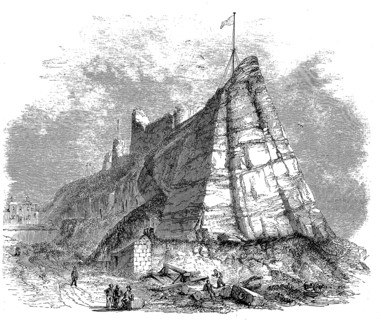 Ruin of Hastings Castle of the town of Hastings
