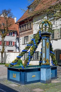 Spital fountain in the Spitalhof with Easter decorations