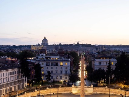 Dome of St. Peter's Basilica at dusk