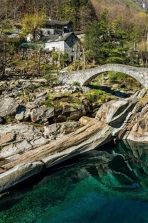 Old Roman bridge Ponte dei Salti over Verzasca