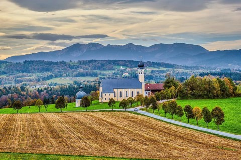 Biew of Bavaria autumn countryside rural scene