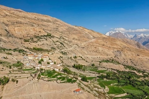 New Dhankar gompa monastery and Dhankar village