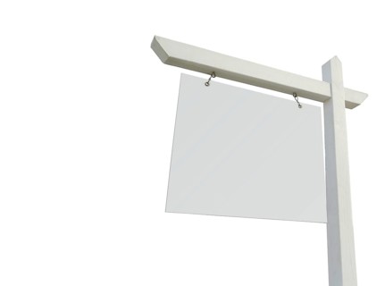 Blank real estate sign isolated on a white background