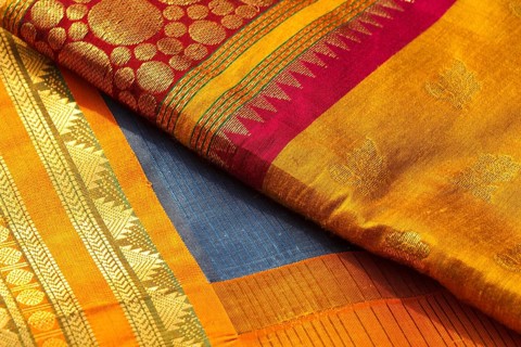 Indian silk saries close up Background