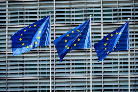 European EU flags in front of the Berlaymont building
