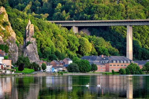 View of picturesque Dinant city over the Meuse river Dinant is a Walloon city and municipality located on the River Meuse