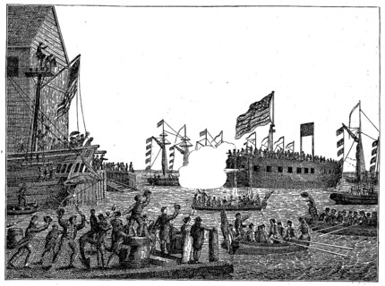 Launching of the first war steamer Fulton I in New York on 29 silver hake