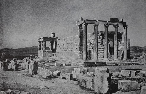 Erechtheion is a temple in the Ionic architectural style on the Acropolis in Athens