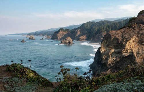 Coastal landscape with rugged rocks