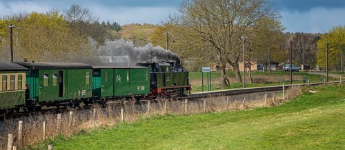 The historic railway Rasender Roland on the holiday island of Ruegen