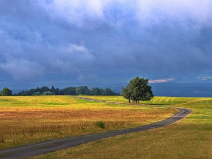 View from Hohe Geba of the Hochrhoen landscape in the Rhoen UNESCO Biosphere Reserve