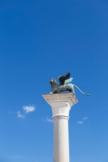 Column bearing a winged lion