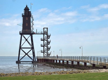 The lighthouse Obereversand in the area of the Weser estuary into the North Sea is a technical monument. It is a black