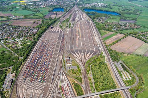 Aerial view of Maschen marshalling yard
