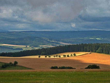 View from Hohe Geba of the Hochrhoen landscape in the Rhoen UNESCO Biosphere Reserve