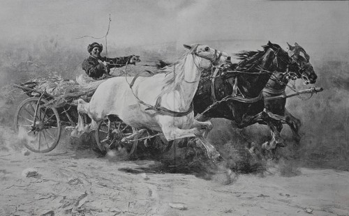 Wild ride with the three-horse carriage
