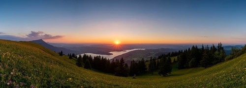 Sunset from Gnipen towards Rigi and Mittelland
