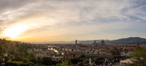 View of Florence in front of sunset from Piazzale Michelangelo