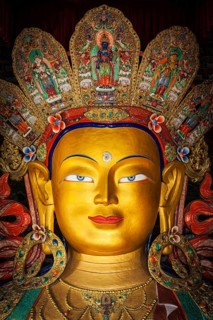 Maitreya Buddha statue in Thiksey Gompa. Ladakh