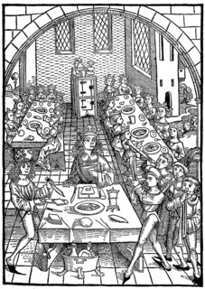 King Solomon with his wives at the table. From the Treasure Holder or Shrine of the True Riches of Salvation and Eternal Bliss