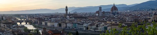 View of Florence in front of sunset from Piazzale Michelangelo