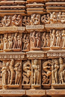 Stone carving bas relief sculptures on Vaman Temple