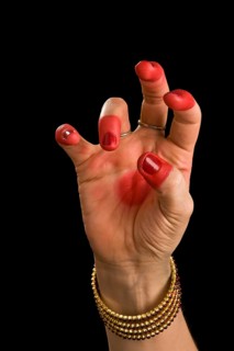 Woman hand showing Kangula hasta