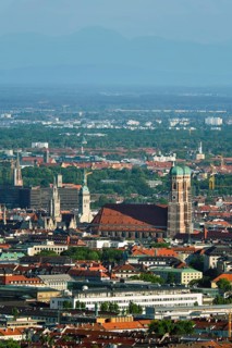 Aerial view of Munich center from Olympiaturm