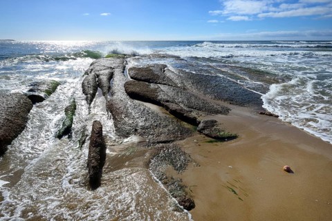 Smooth rocks on the beach