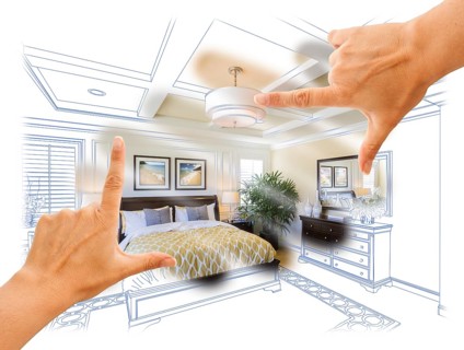 Beautiful hands framing custom bedroom drawing photograph combination