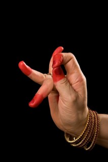 Woman hand showing Katakamukha hasta