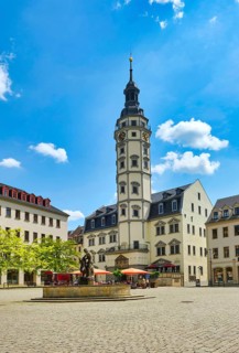 Market square with Renaissance town hall