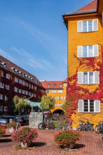 Yellow apartment buildings