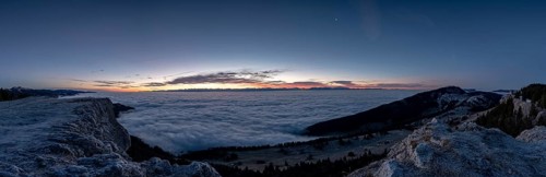 View over the sea of fog of the Central Plateau