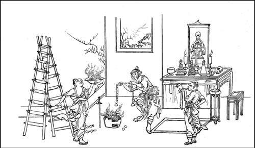 Taoist priests performing an incantation
