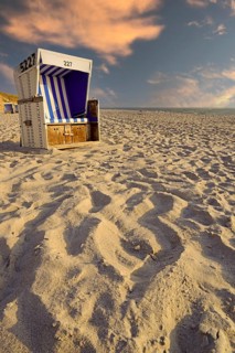 Beach chair on the main beach of Rantum in the evening