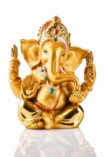 Ganesha statue isolated on white background with reflection