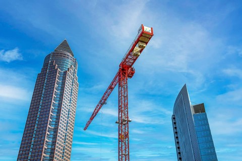 Construction crane at the Frankfurt Messeturm