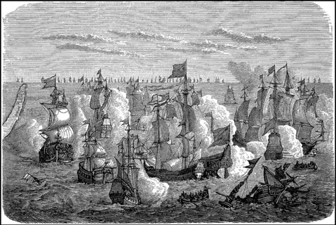 Battle of the Luebeck-Danish fleet against the Swedes between Oeland and Gotland
