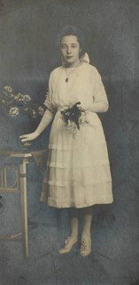 Woman with bouquet of flowers
