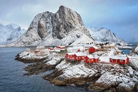 Famous tourist attraction Hamnoy fishing village on Lofoten Islands