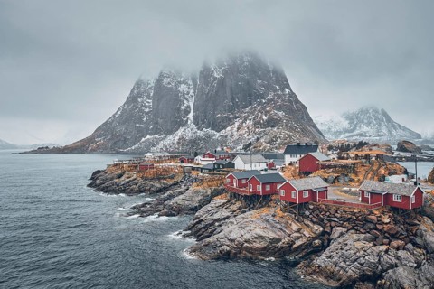 Famous tourist attraction Hamnoy fishing village on Lofoten Islands